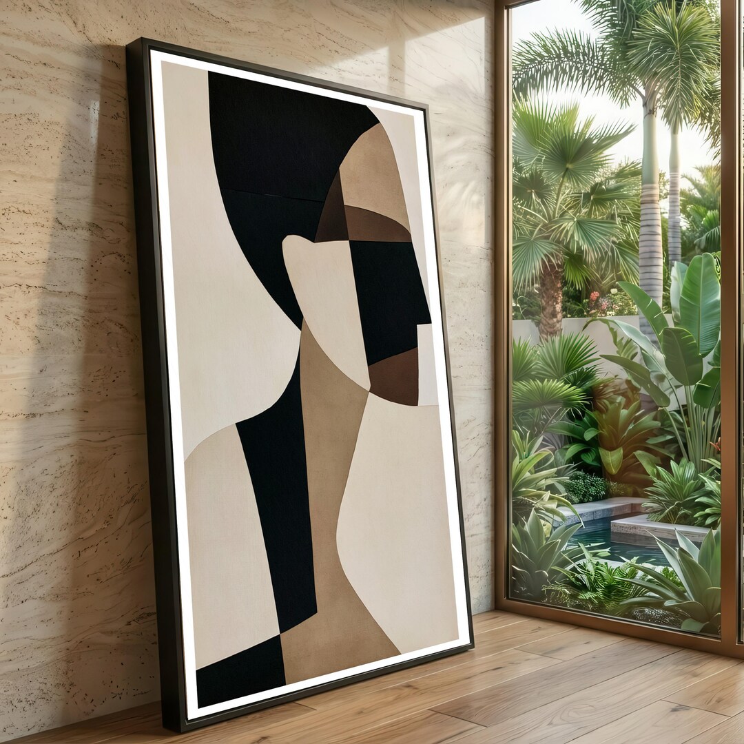 Neutral Color Abstracts Abstract Face Canvas Print, Modern Minimalist Wall Art, Neutral Colors ...