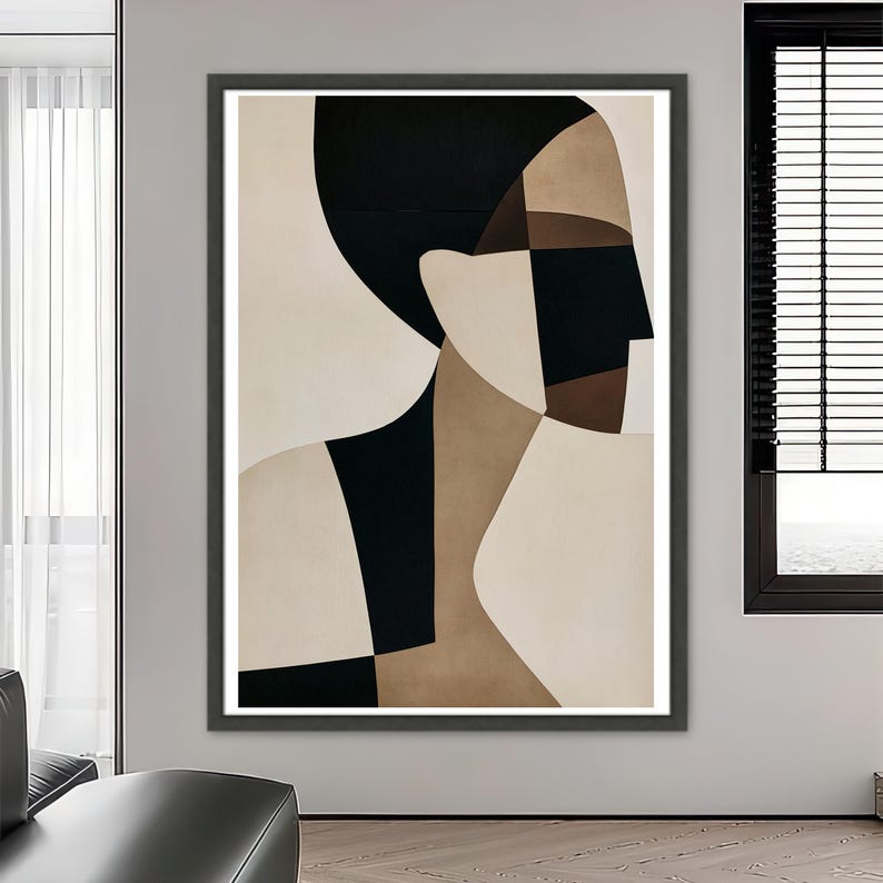 Neutral Color Abstracts Abstract Face Canvas Print, Modern Minimalist Wall Art, Neutral Colors ...