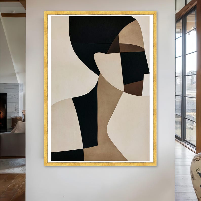 Neutral Color Abstracts Abstract Face Canvas Print, Modern Minimalist Wall Art, Neutral Colors ...