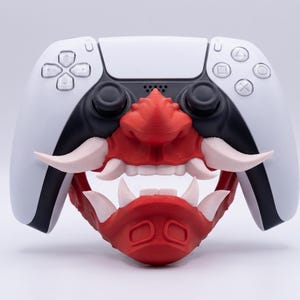 PS5-Controller-Ständer mit japanischer Oni-Maske | 3D-gedrucktes Gaming-Tischdisplay | Dämonen-Controllerhalter | Einzigartiges Geschenk für Gamer