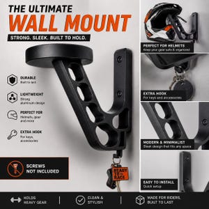Motorcycle Helmet Wall Mount | 3D Printed Helmet Holder | Racing Inspired Helmet Rack | Key Hook Organizer | Garage Decor
