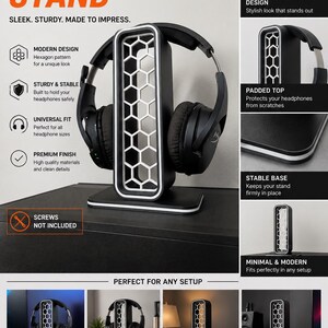 Minimalist Headphone Stand | 3D Printed Headset Holder | Custom Mesh | Gaming Desk Accessory