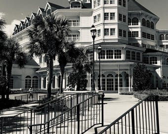 Disney's Grand Floridian Resort Black & White Architecture Photography — Fine Art Digital Download Wall Art Print