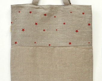 Linen shopping bag natural shoulder bag accessory handmade tote bag eco friendly zero waste