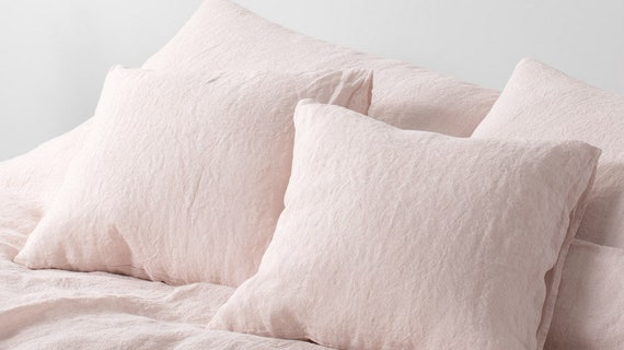 Washed pink linen pillow cover pilllow Washed pink linen pillow cover pilllow