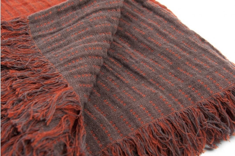 Linen brick red blanket bedspread natural blanket picnic Etsy