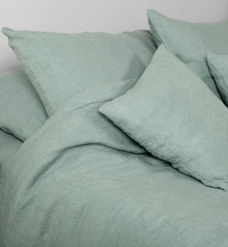 Washed Aqua Linen Duvet Cover Linen Bedding King Queen Size Etsy