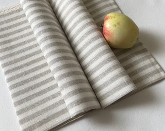 Set of 2 linen towels, tea towel,dish towel, home accessory, gray/white striped linen towels