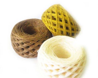 Linen yarn 3ply  thread,  flex, natural yarn, brown, gold, cream yarn