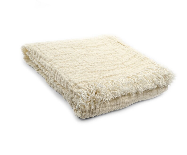 White Linen Blanket Plaid Bedspread Picnic Blanket Bed Etsy