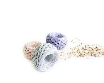 200grams Natural linen yarn, thread, linen yarn, 4balls of linen yarn  light grey, lilac, cream, pink yarn