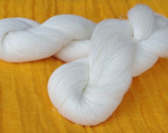 Linen yarn 200 gr white 100% pure linen skein of white yarn 1ply yarn weaving crochet yarn