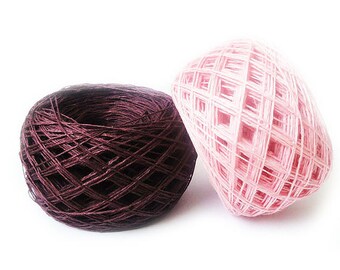 100 grams Linen flax burgundy pink - natural linen thread, linen yarn, 4 ply thick yarn