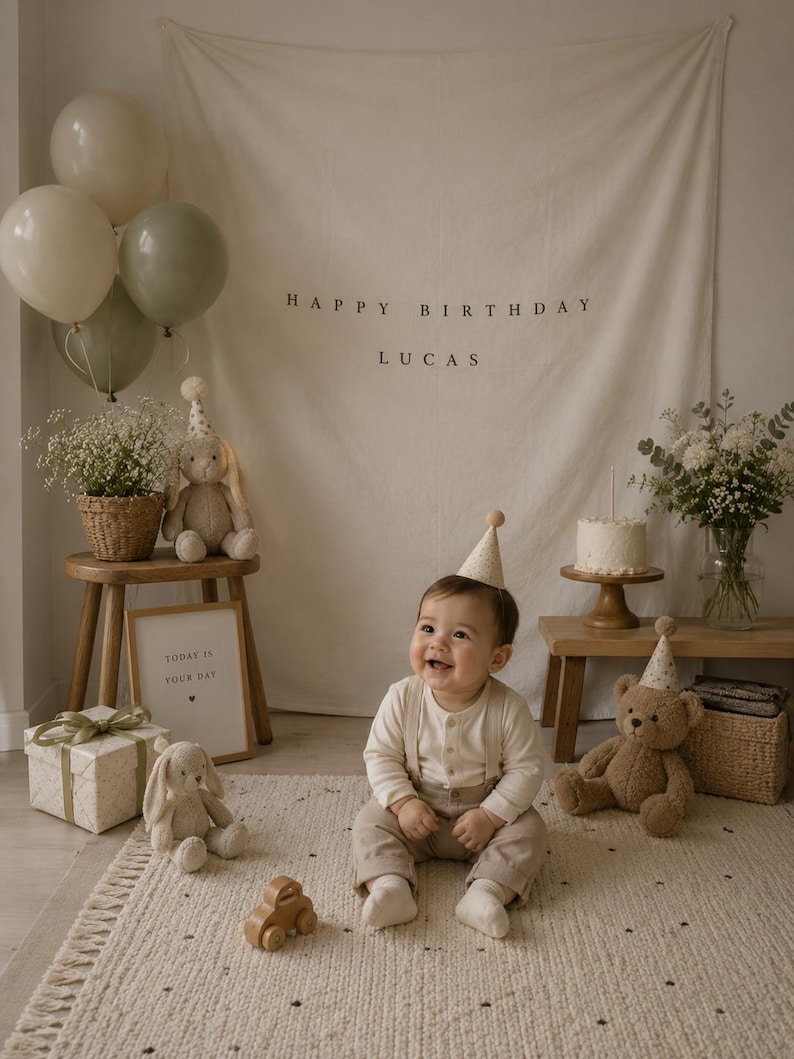 Birthday Name Banner Personalized Linen Fabric Sign Custom Birthday birthday-name-banner-personalized-linen-fabric-sign-custom-birthday