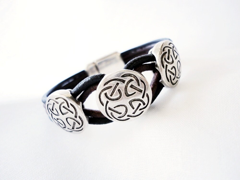 Celtic knot bracelet Women or Men leather bracelet Celtic | Etsy
