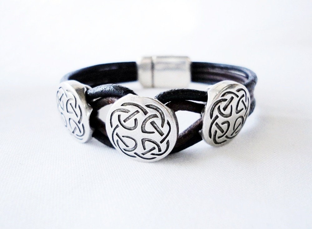 Celtic Knot Bracelet Women or Men Leather Bracelet Celtic | Etsy