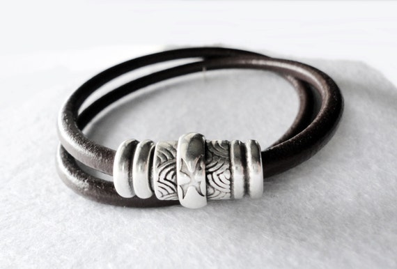 Handmade Boho Hommes Femmes multicouche en cuir Wrap Bracelet Fermoir Magnétique Bijoux