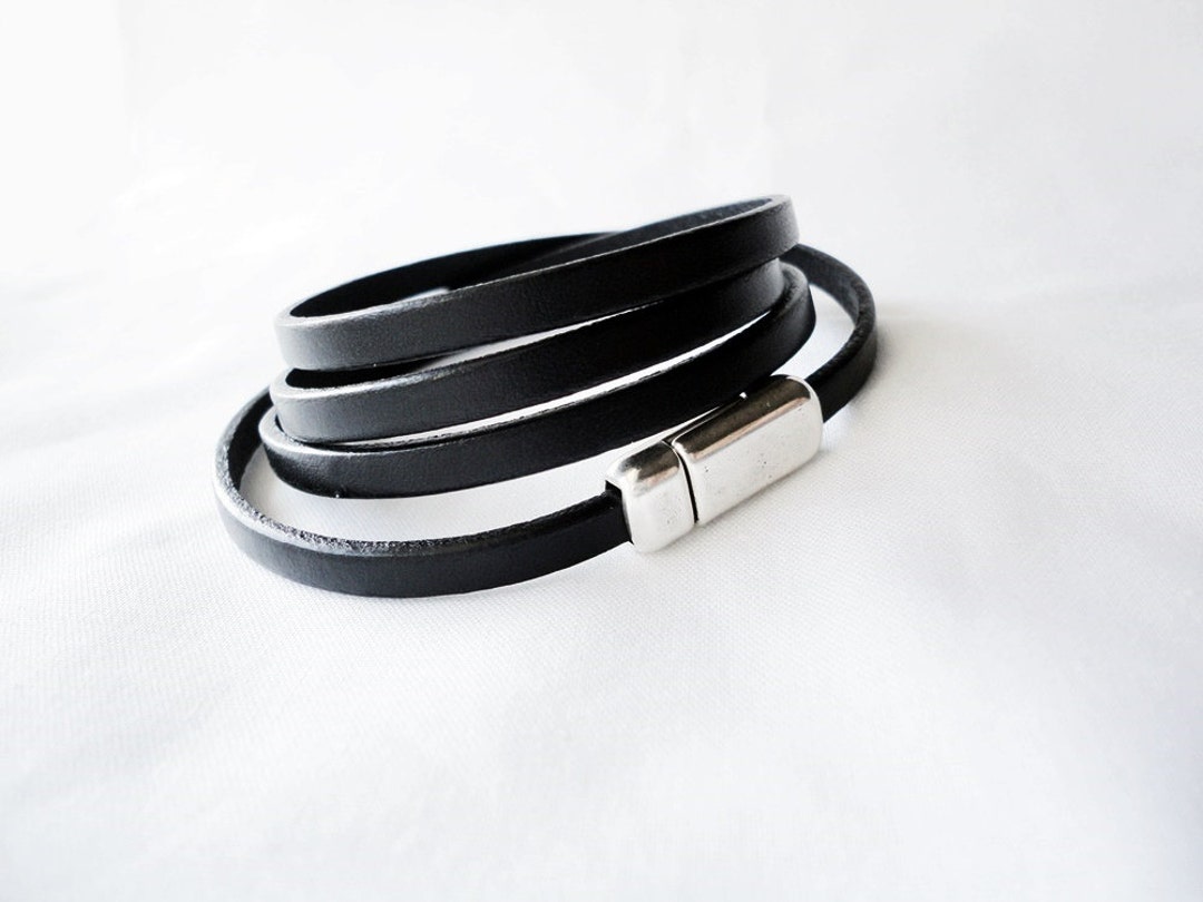 Buy Black Wrap Leather Bracelet for Men or Women Jeans Jewelry Online in  India  Etsy