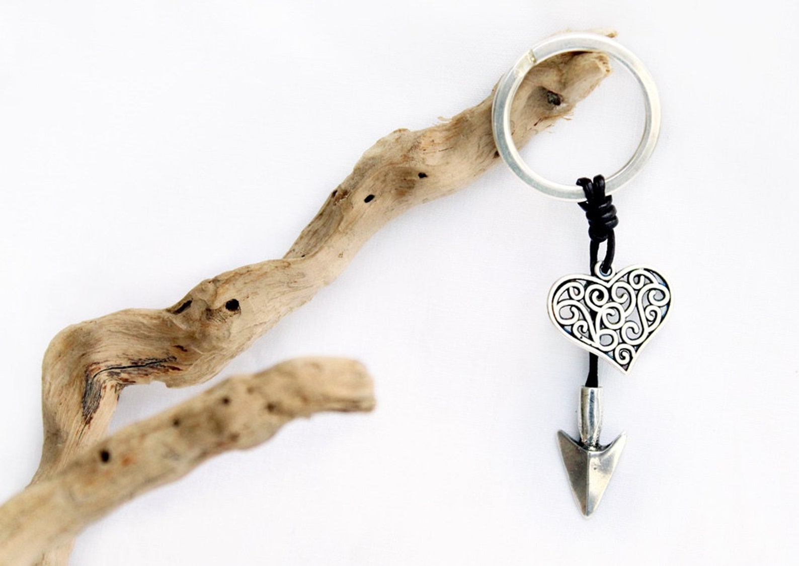 Arrowhead Leather Keychain Arrowhead and Heart Tassel Key Etsy
