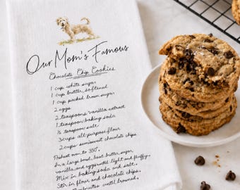 Custom Family Recipe Tea Towel, Handwritten Recipe Kitchen Towel, Recipe Handwriting Keepsake, Grandma's Recipe Gif, Memorial Kitchen Decor