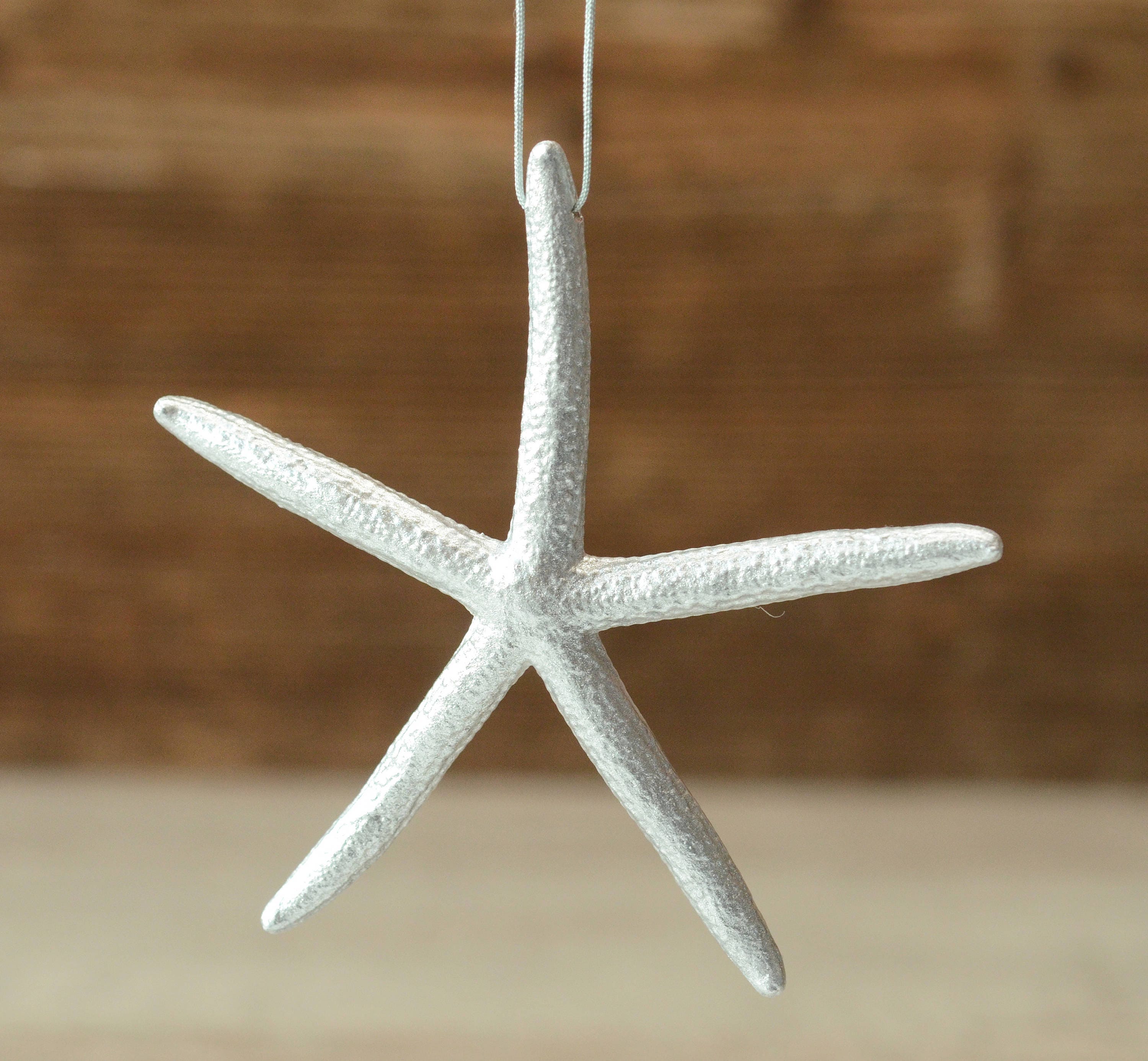 Silver Starfish Decor Christmas Ornaments Beach Wedding Etsy