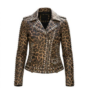Leopard Print Biker Jacket - Etsy