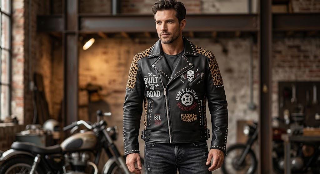 Leopard Biker Jacket - Etsy