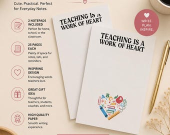 Teaching Work of Heart Notepad Set | Teacher Appreciation Gift 2-Pack