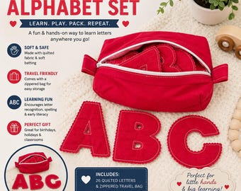 Montessori Quilted Alphabet Set | Fabric ABC Learning Toy with Zipper Bag