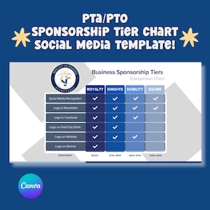 Plantilla de tabla de niveles de patrocinio de la PTA/Redes sociales/Canva Pro
