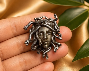 Medusa Pendant Gothic Greek Mythology Snake Woman Necklace Vintage Statement Charm