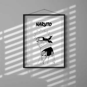 Classic Naruto Poster, Part 1 Naruto Uzumaki Wall Art, Original Digital Graphic Print, Black and White Manga Decor, Physical Print