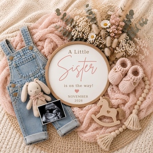 Little Sister Pregnancy Announcement Template, Editable Baby Girl Reveal,Ultrasound Announcement,Baby Girl Pregnancy Reveal,Digital Download