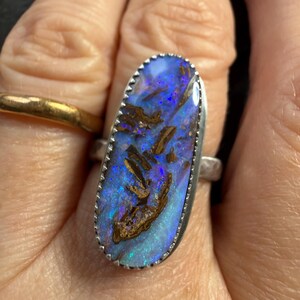 Lila-blauer Opalring aus Sterlingsilber, US 7 / UK N 1/2