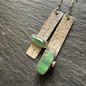 Mismatched Tourmaline earrings, green gemstone boho jewellery in sterling silver