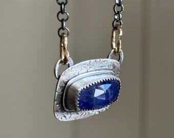 Tanzanite necklace, cornflour blue gemstone with 925 sterling silver bezel setting