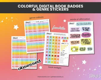 Colorful Digital Stickers for Reading Journals