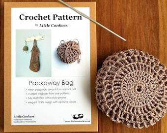 Crochet Pattern / Gift for Crocheter / Crochet Gift / String Mesh Bag Purse Printed Paper Pattern / Craft Gift / Eco-friendly