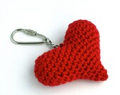 Heart Keychain Bag Charm Key Ring / Valentine's Day Gift Red Heart Small Gift Valentines Gift / Love Heart Sweetheart / Organic Eco-friendly