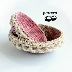 Nesting Crochet Bowls Pattern / Stacking Bowl Pattern / Crochet Lace Edged Bowls