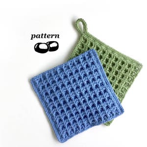 Crochet Dishcloth Pattern / Beginner Crochet Pattern Waffle Dishcloth Thick Kitchen Hotpad Scourer image 1