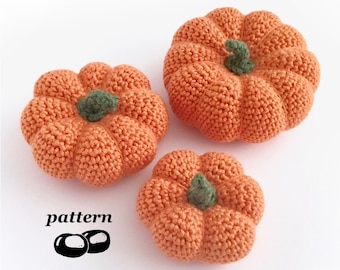 Pumpkin Crochet Pattern / Crochet Pumpkin Pattern in 3 Sizes / Mini Pumpkin Ornament Pumpkin Decoration Halloween Autumn Fall Thanksgiving