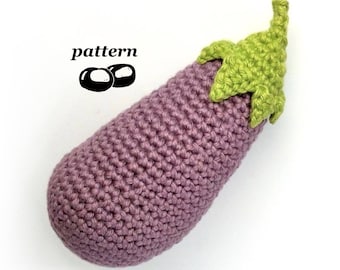 Crochet Eggplant Pattern / Crochet Aubergine Pattern / Crocheted Aubergine / Crochet Vegetable Pattern / Crochet Food Pattern