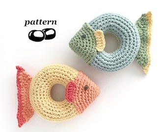 Fish Ring Toy Crochet Pattern / Grippy Baby Toy Crochet Pattern / Teething Ring Crochet Pattern for Child Toddler / Baby Shower Gift