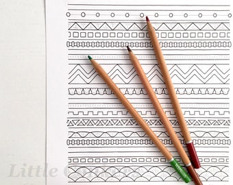 Crochet Colouring Pages / Printable Colouring Pages / Crochet-Inspired Designs / Crochet Stitch Sampler Crochet Ripple Blanket / Bundle 1