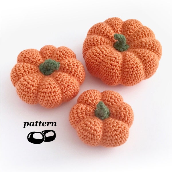 Pumpkin Crochet Pattern / Crochet Pumpkin Pattern in 3 Sizes / Mini Pumpkin Ornament Pumpkin Decoration Halloween Autumn Fall Thanksgiving