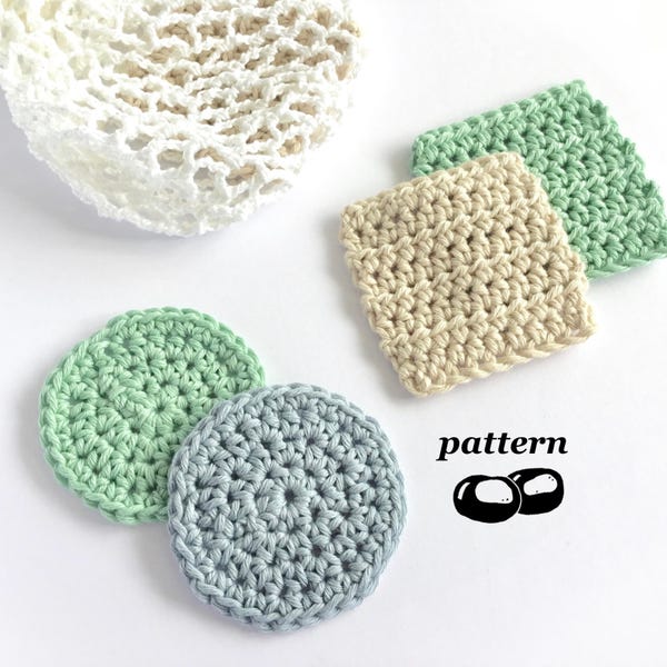 Tampons nettoyants au crochet / modèle crochet lingettes lavables zéro déchet / débarbouillette / linge de toilette / sac à linge crochet