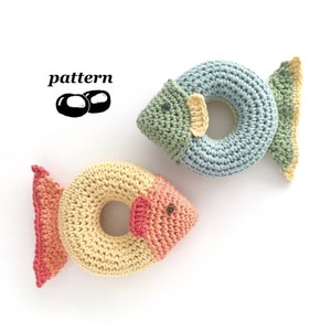 Fish Ring Toy Crochet Pattern / Grippy Baby Toy Crochet Pattern / Teething Ring Crochet Pattern for Child Toddler / Baby Shower Gift image 1