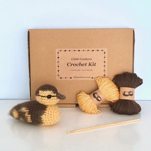 Duckling Crochet Kit / Crochet Duckling DIY Kit Craft Kit Amigurumi Kit Bird Duck Chick Pattern Eco Crochet Easter Gift for Crocheter image 1