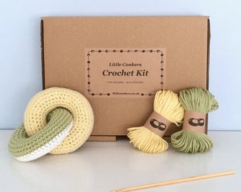 Crochet Kit / DIY Kit Beginner Crochet Kit / Baby Crochet Gift / Eco-friendly Craft Kit Crochet Baby Shower Gift for New Mum Organic Cotton